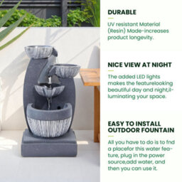 Breeins Rockery  Cascading Waterscape Garden Tiered Led Fountain Outdoor Decorative Statue Fountain Garden Electric Fountain - thumbnail 5