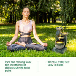Breeins Rockery  Cascading Waterscape Garden Tiered Led Fountain Outdoor Decorative Statue Fountain Garden Electric Fountain - thumbnail 6