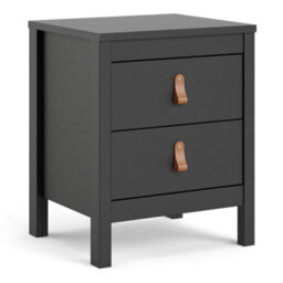 Bartikan Bedside Table 2 Drawers In Matt Black - thumbnail 2