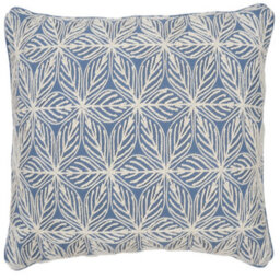 Blue & White Cord Embroidery Cotton Effect Indoor Cushion (L)50Cm (W)45Cm
