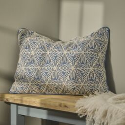 Blue & White Cord Embroidery Cotton Effect Indoor Cushion (L)50Cm (W)45Cm - thumbnail 5