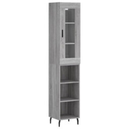 Berkfield Highboard Grey Sonoma 34.5X34X180 Cm Engineered Wood - thumbnail 2