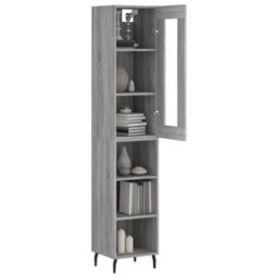 Berkfield Highboard Grey Sonoma 34.5X34X180 Cm Engineered Wood - thumbnail 3