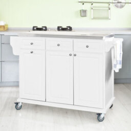 Sobuy Fkw33-W, Luxury Kitchen Trolley  Kitchen Island With Stainless Steel Worktop,white,w132Xd48.5Xh94.5 - thumbnail 9