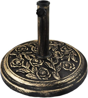 Spot On Dealz Garden Parasol Base Umbrella Bases Heavy Duty Parasol Weights With Stand 8.5Kg Cast Iron With Floral Rose Garden Outdoor Stands - image 1