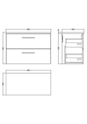 Balterley Bramshall 800mm Wall Hung 2 Drawer Vanity Unit & Laminate Worktop For Efficient Modern Bathroom Storage - Midnight Blue - thumbnail 2