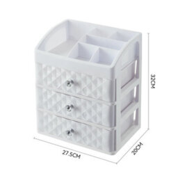 Living And Home White Plastic Makeup Organizer With 3 Drawers - thumbnail 6