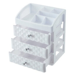 Living And Home White Plastic Makeup Organizer With 3 Drawers - thumbnail 5