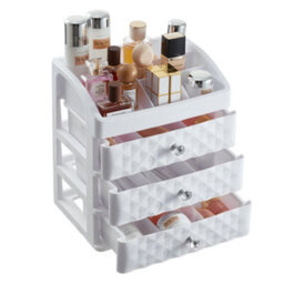 Living And Home White Plastic Makeup Organizer With 3 Drawers - thumbnail 4