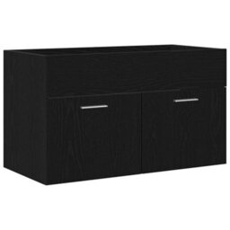 Berkfield Modern Black Oak Bathroom Sink Cabinet - 80X38.5X46 Cm, Made From Engineered Wood