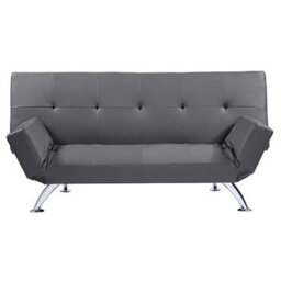 Furniture in Fashion Venice Faux Leather Sofa Bed In Grey With Chrome Metal Legs - thumbnail 6