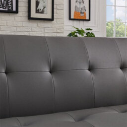 Furniture in Fashion Venice Faux Leather Sofa Bed In Grey With Chrome Metal Legs - thumbnail 2
