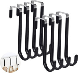 8 Pack Door Hooks With Felt Pads To Protect The Surface, Over-The-Door Coat Hooks, Stainless Steel Hooks, Coat Rack - thumbnail 1
