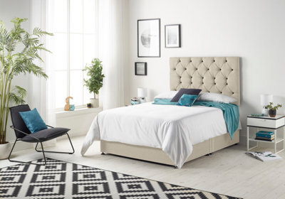 Somnior Beds Somnior Premier Tweed Natural 5Ft Memory Foam Divan Bed With 4 Drawers, Mattress & Headboard - King - image 1