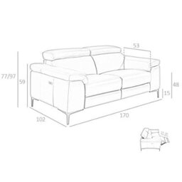 Angel Cerda Elegant Dark Grey 2-Seater Relaxation Sofa With Electric Recline - thumbnail 7