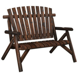 Berkfield 2-Seater Garden Bench 119X85X98 Cm Solid Wood Spruce - thumbnail 2