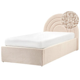 Beliani Kids Ottoman Bed Boucle Anet 90 X 200 Cm (Eu Single) Beige - thumbnail 1