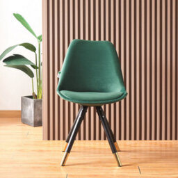 Life Interiors Set Of 2 Green Sofia Ergonomic Modern Dining Chairs Upholstered In Velvet, Metal Legs With Gold End Tips - thumbnail 2