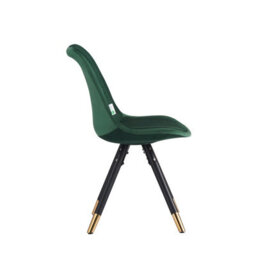 Life Interiors Set Of 2 Green Sofia Ergonomic Modern Dining Chairs Upholstered In Velvet, Metal Legs With Gold End Tips - thumbnail 3