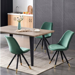 Life Interiors Set Of 2 Green Sofia Ergonomic Modern Dining Chairs Upholstered In Velvet, Metal Legs With Gold End Tips - thumbnail 8