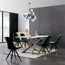Life Interiors Set Of 2 Green Sofia Ergonomic Modern Dining Chairs Upholstered In Velvet, Metal Legs With Gold End Tips - thumbnail 9