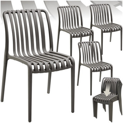 Tectake Garden Chairs Alcudia - Durable, Stackable And Weather-Resistant - Anthracite - Set Of 4 - image 1