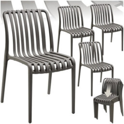 Tectake Garden Chairs Alcudia - Durable, Stackable And Weather-Resistant - Anthracite - Set Of 4 - thumbnail 1