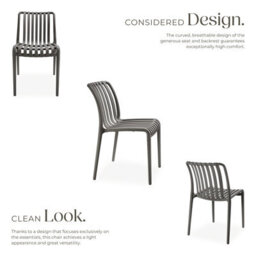 Tectake Garden Chairs Alcudia - Durable, Stackable And Weather-Resistant - Anthracite - Set Of 4 - thumbnail 3
