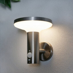 2 Pack Of Litecraft Uris Stainless Steel Led Solar Outdoor Wall Light With Pir Sensor