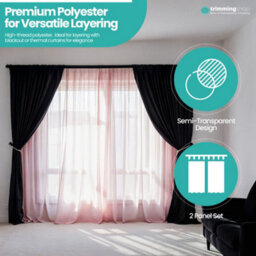 "Neel Blue Voile Curtains Slot Top, 2 Curtains, Rose Gold - 56"" Width X 81"" Drop" - thumbnail 5