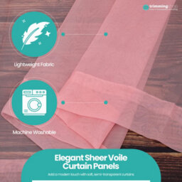 "Neel Blue Voile Curtains Slot Top, 2 Curtains, Rose Gold - 56"" Width X 81"" Drop" - thumbnail 4