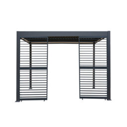 MonsterShop Metal Pergola 3 X 3M Grey 4 Retractable White Blinds & 2 Side Panels - thumbnail 2