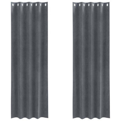 Berkfield Modern Blackout Curtains With Eyelets 2 Pcs Super Light Grey Velvet - image 1
