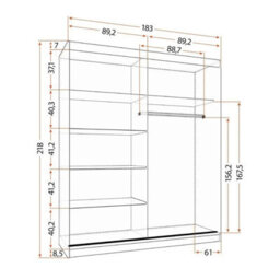 Multi 35 X 183 Sliding Wardrobe With Mirror Modern White And White Semi Gloss Finish Space Saving Design - thumbnail 5