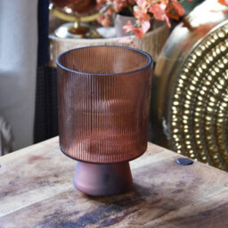 Madison & Mayfair Brown Ridged Glass Touch Control Lamp - thumbnail 1