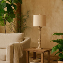 Wyld Haus Thornvale Candlestick Tall Table Lamp With Linen Shade - thumbnail 1