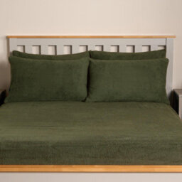 Ohs 2 Pack Thermal Teddy Fleece Pillowcase Cover - Woodland Green - thumbnail 2