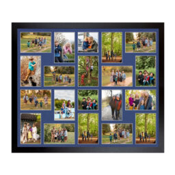 AK Frames 80X70Cm Matte Black Modern Multi Photo Frame With Blue Mount - Holds 20 Apertures (18X) 6X4, (2X) 4X4 Photos - thumbnail 1