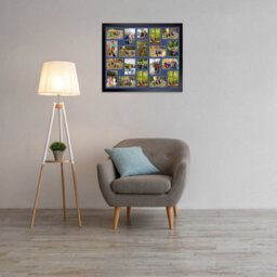 AK Frames 80X70Cm Matte Black Modern Multi Photo Frame With Blue Mount - Holds 20 Apertures (18X) 6X4, (2X) 4X4 Photos - thumbnail 3
