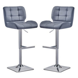 Furniture in Fashion Candid Grey Faux Leather Bar Stools With Chrome Base In Pair - thumbnail 1