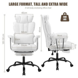 White Heavy Duty Executive Desk Chair High Back Office - thumbnail 2