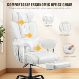 White Heavy Duty Executive Desk Chair High Back Office - thumbnail 5