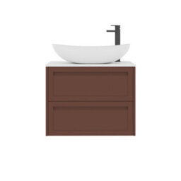 Royal Bathrooms Royal Bathroom Elmore 700mm Terracotta Clay Wall Mounted Bathroom Vanity Unit 2 Drawer Plain White Worktop With Cesar Basin - thumbnail 7