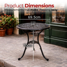 Centurion Supports Tabreez Black Garden And Patio Cast Aluminium Bistro Table - thumbnail 9