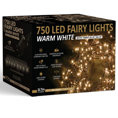 NETTA 750 Led Fairy String Lights 18.75M Indoor & Outdoor Christmas Tree Lights Green Cable - Warm White - image 1