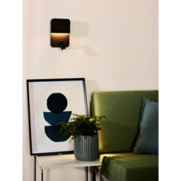 Lucide Boxer Wall Light With Led Reading Light And Usb Charging Port Black - thumbnail 4