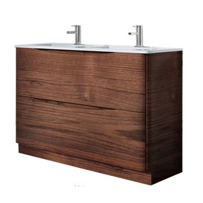 Plum&clay Eden Redwood Floorstanding Vanity Unit With White Glass Basin (W)1200mm - image 1