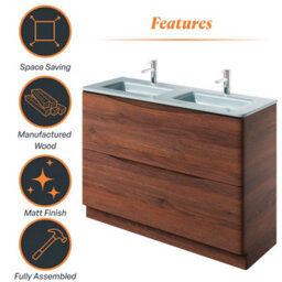 Plum&clay Eden Redwood Floorstanding Vanity Unit With White Glass Basin (W)1200mm - thumbnail 8