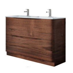 Plum&clay Eden Redwood Floorstanding Vanity Unit With White Glass Basin (W)1200mm