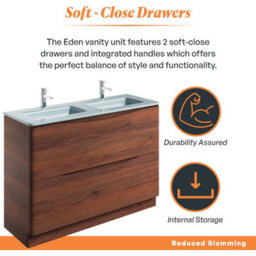 Plum&clay Eden Redwood Floorstanding Vanity Unit With White Glass Basin (W)1200mm - thumbnail 6